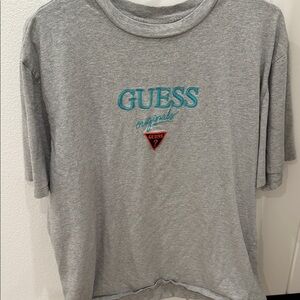 Guess Heather Gray Tee with Embroidered Logo